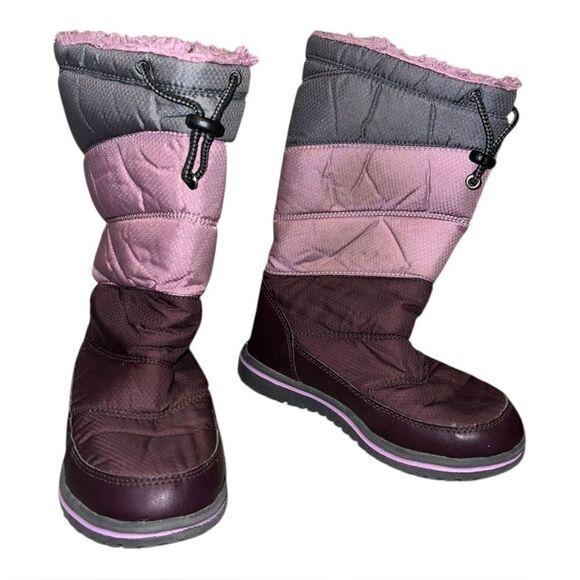 L.L.Bean Girl Ultralight Water Resistant Snow Boot Tall Dark Plum/Mauve Berry 1M - Picture 1 of 10